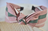 Fabric Bow Headband - Pink Striped Print