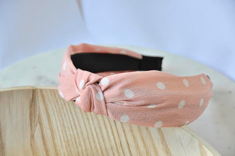 Fabric Knotted Headband - Pink Polkadot
