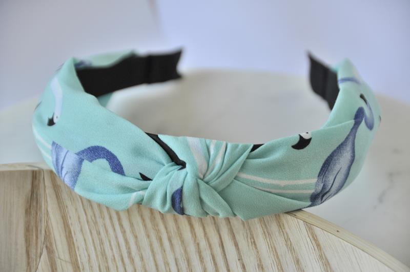 Fabric Knotted Headband - Blue Flamingo
