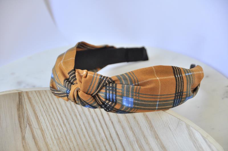 Fabric Knotted Headband - Chequered Stripes