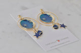 Astronaut Galaxy Universe Star Moon Planet Novelty Fun Drop Dangle Earrings