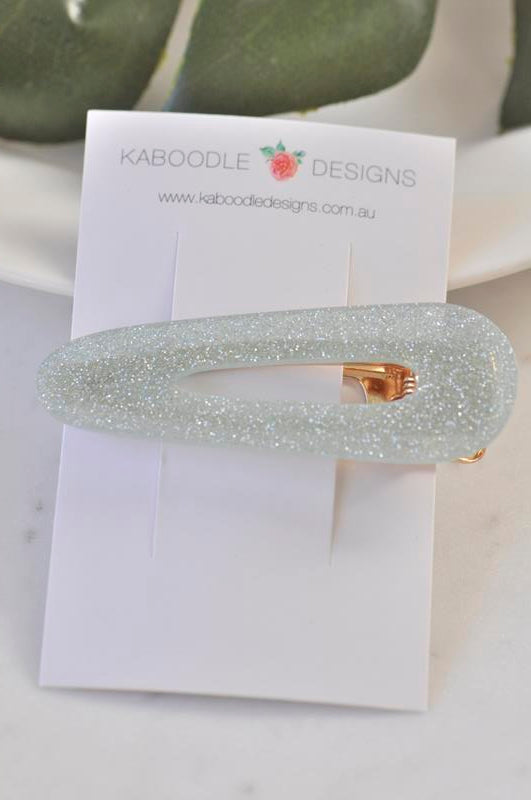 Acrylic Rectangular Barrette Hair Clip - Glitter