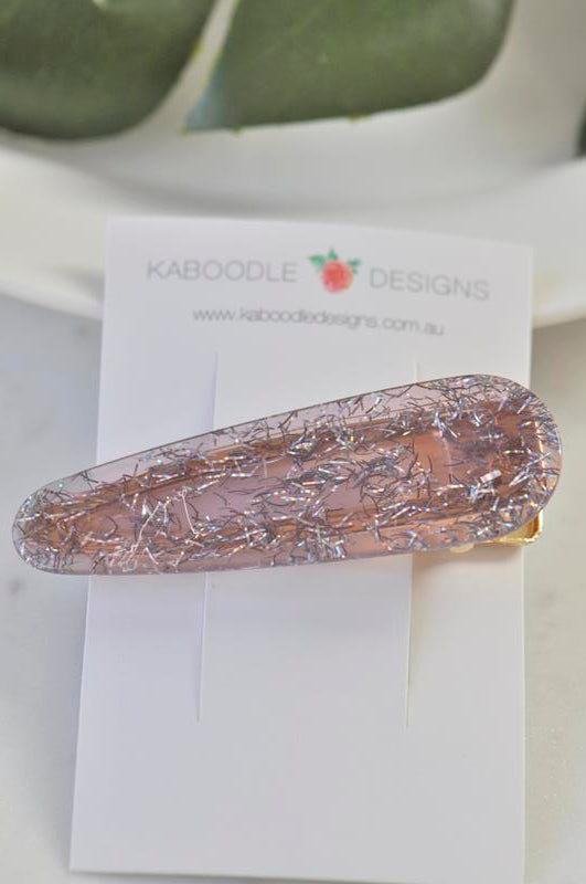 Acrylic Barrette Hair Clip - Glitter Purple
