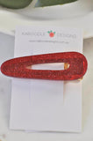 Acrylic Barrette Hair Clip - Glitter Red