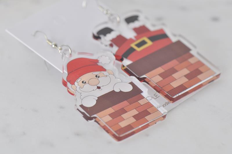 Acrylic Christmas Santa Claus Chimney Drop Dangle Earrings