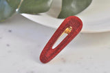 Acrylic Barrette Hair Clip - Glitter Red