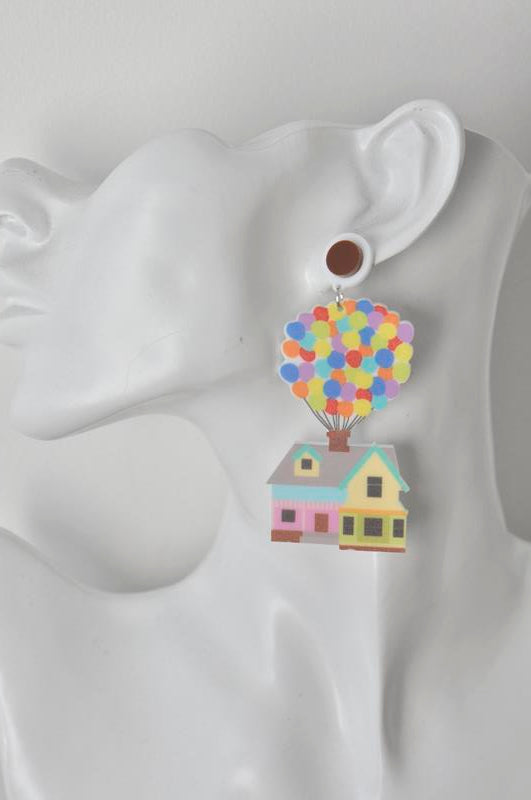 Acrylic Perspex Balloon House Drop Dangle Earrings