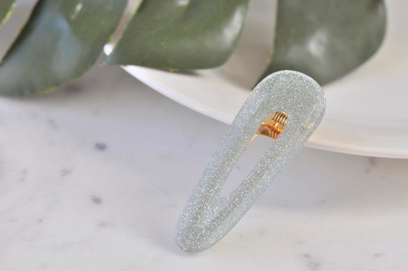 Acrylic Rectangular Barrette Hair Clip - Glitter