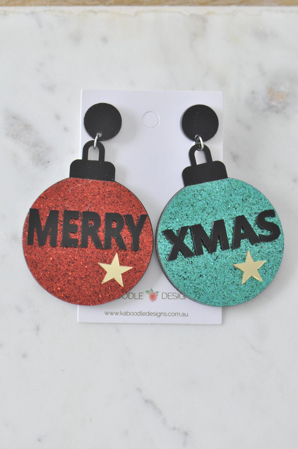 Acrylic Christmas Merry Christmas Xmas Bauble Balls Drop Dangle Earrings
