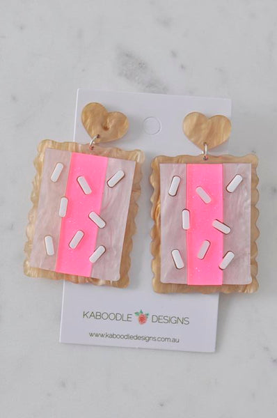 Acrylic Perspex Craved Iced Vovo Dangle Earrings