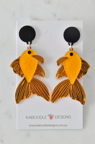 Acrylic Koi Fish Goldfish Gold Fish Drop Dangle Earrings