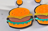 Acrylic Hamburger Big Mac Drop Dangle Earrings