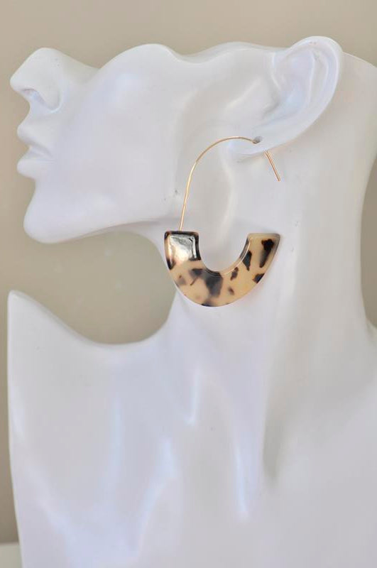 Acrylic Leopard Print Geometric Hoop Earrings
