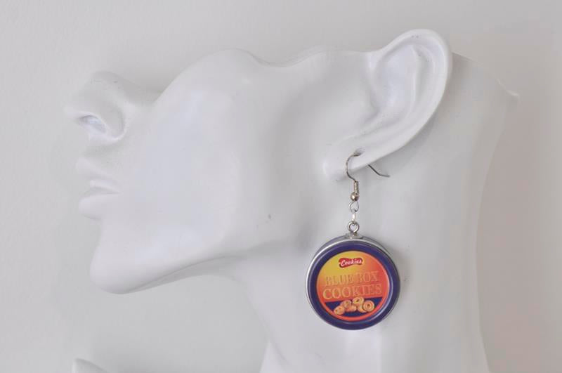 AA Novelty Dutch Butter Biscuit Cookies Tin Drop Dangle Earrings