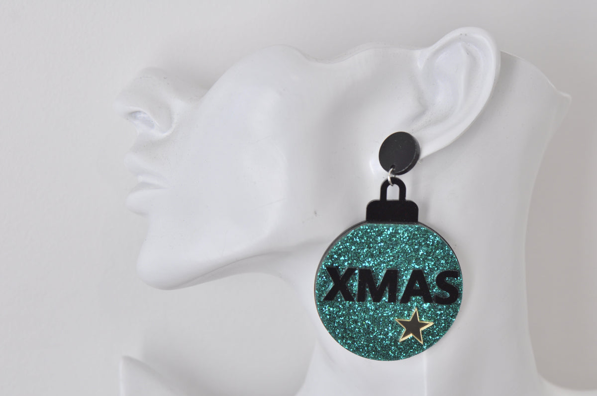 Acrylic Christmas Merry Christmas Xmas Bauble Balls Drop Dangle Earrings