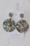 Acrylic Glitter Star Circle Rainbow Drop Dangle Earrings