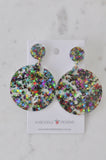 Acrylic Glitter Star Circle Rainbow Drop Dangle Earrings