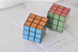 Novelty Fun Rubix Cube Drop Dangle Earrings
