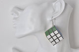 Novelty Fun Rubix Cube Drop Dangle Earrings
