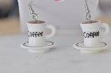 Coffee Cup Cafe Cappuccino Latte Novelty Fun Drop Dangle Earrings