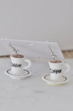 Coffee Cup Cafe Cappuccino Latte Novelty Fun Drop Dangle Earrings