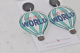 Acrylic Hot Air Balloon See The World Drop Earrings
