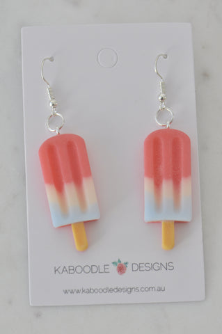 Resin Popsicle Ice Cream Dangle Drop Earrings - Watermelon