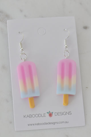 Resin Popsicle Ice Cream Dangle Drop Earrings - Strawberry