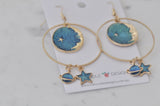 Astronaut Galaxy Universe Star Moon Planet Novelty Fun Drop Dangle Earrings