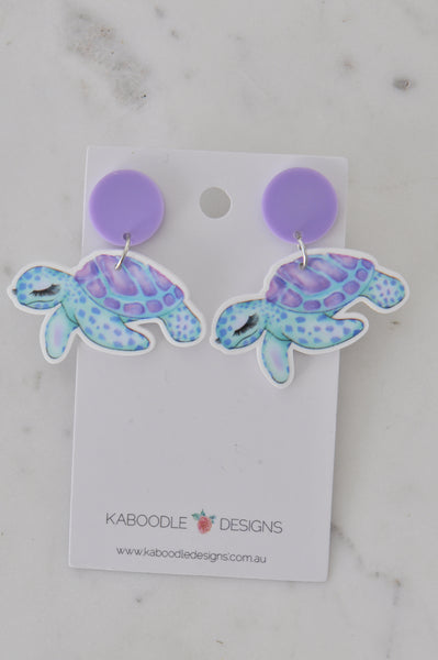 Novelty Rainbow Turtle Dangle Drop Earrings