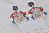 Acrylic Resin Retro Childhood Classic Chatter Telephone Drop Dangle Earrings