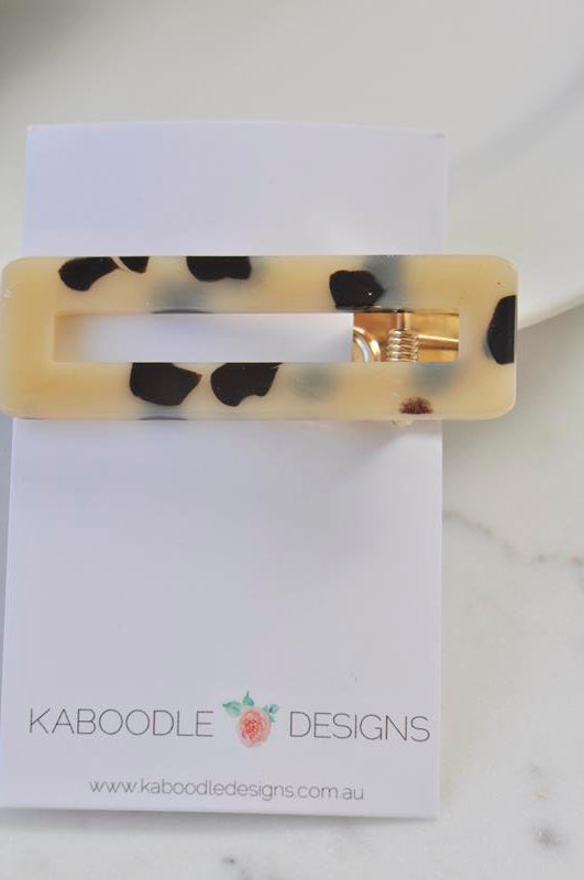 Acrylic Rectangular Barrette Hair Clip - Leopard Print
