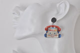 Acrylic Resin Retro Childhood Classic Chatter Telephone Drop Dangle Earrings