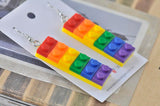 Colourful Rainbow Love is Love Brick Novelty Fun Drop Dangle Earrings