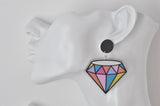 Acrylic Geometric Rainbow Diamond Drop Dangle Earrings