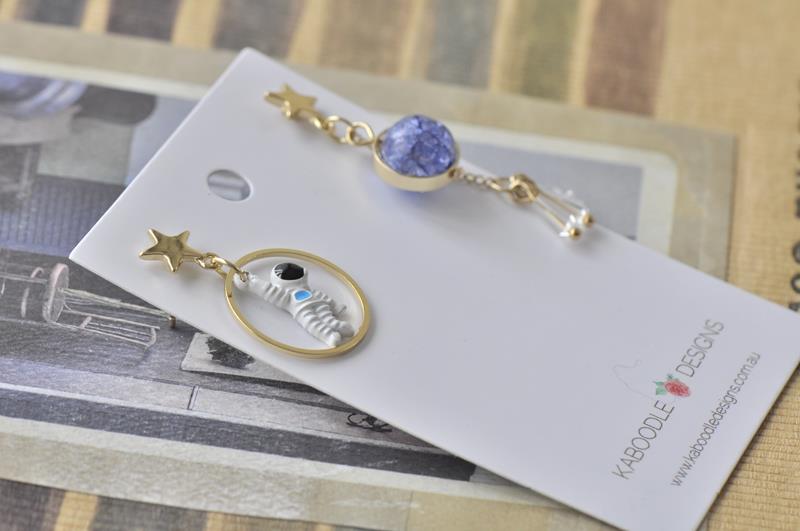 Astronaut Galaxy Universe Star Planet Novelty Fun Drop Dangle Earrings