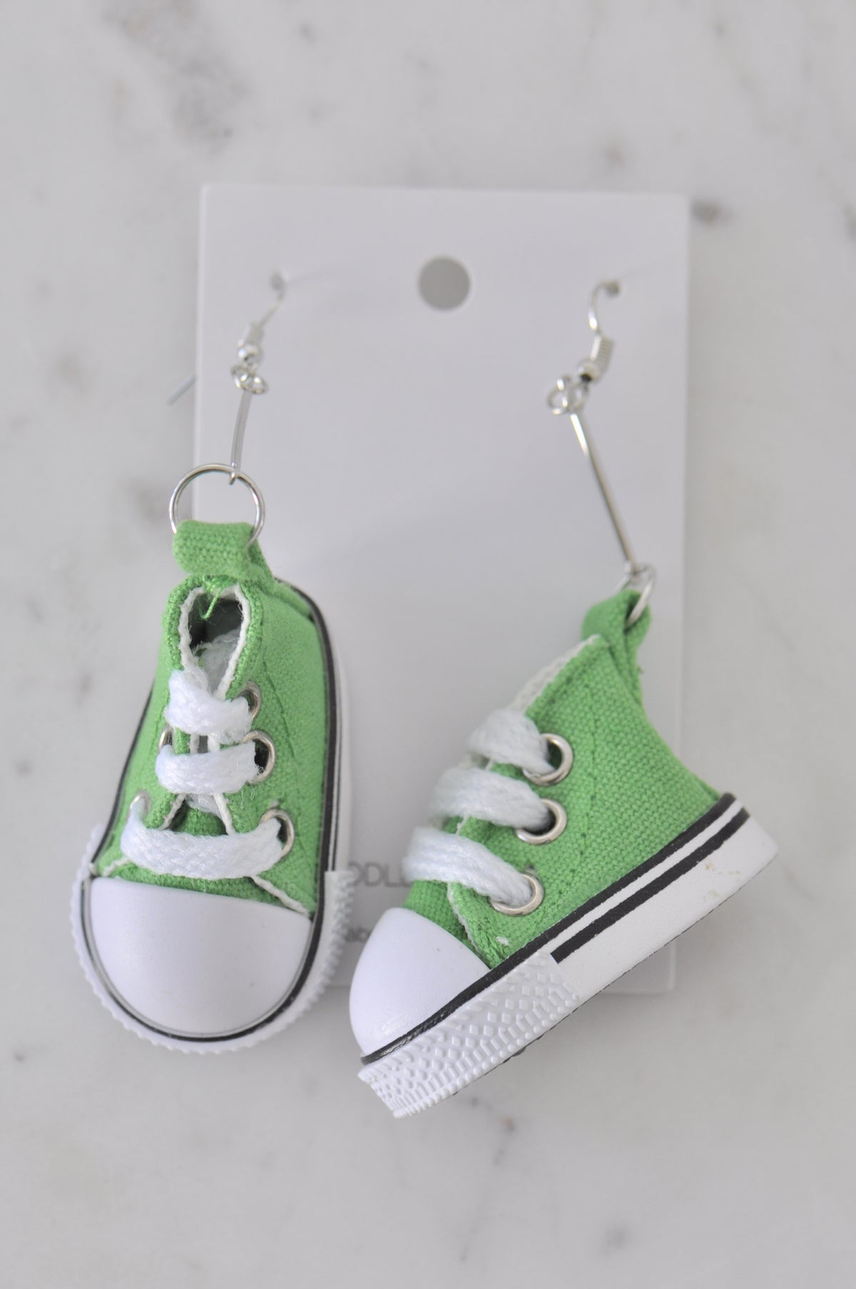 Novelty Fun Chucks Sneakers Runners Shoes Drop Dangle Earrings - Green