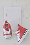 Novelty Fun Chucks Sneakers Runners Shoes Drop Dangle Earrings - Red