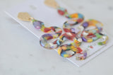Acrylic Perspex Geometric Swirl Rainbow Acetate Snake Dangle Drop Earrings