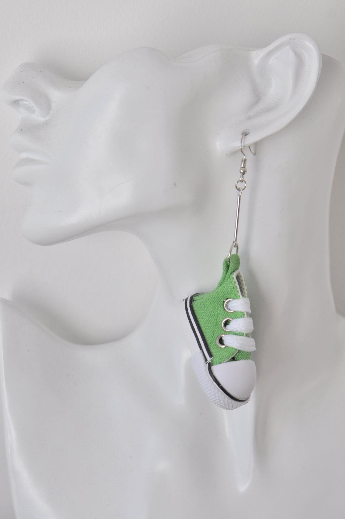 Novelty Fun Chucks Sneakers Runners Shoes Drop Dangle Earrings - Green