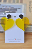 Acrylic Yellow Transparent Heart Valentines Day I Love You Drop Dangle Earrings