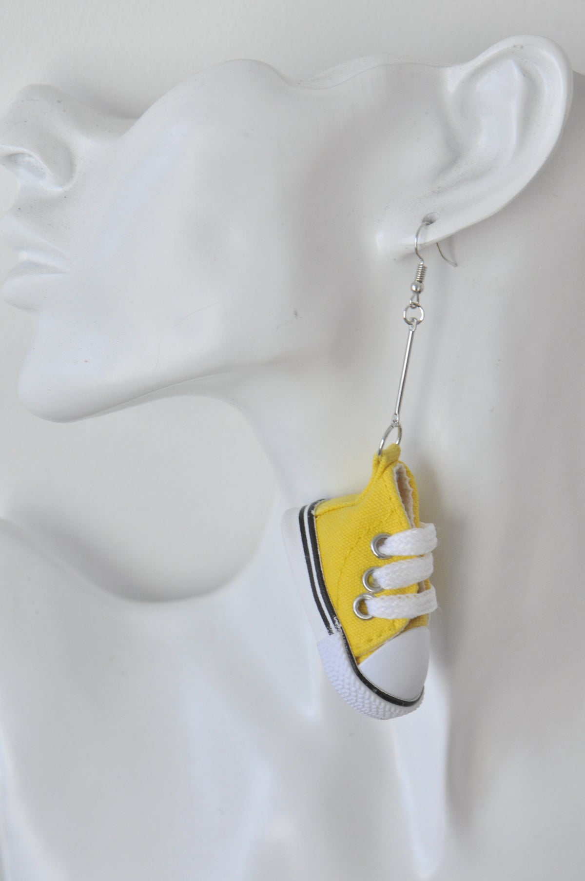 Novelty Fun Chucks Sneakers Runners Shoes Drop Dangle Earrings - Yellow