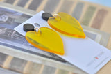 Acrylic Yellow Transparent Heart Valentines Day I Love You Drop Dangle Earrings