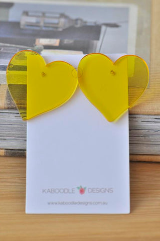 Acrylic Yellow Transparent Heart Valentines Day I Love You Stud Earrings