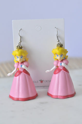 Novelty Mario Princess Peach Drop Dangle Earrings