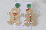 Acrylic Christmas Gingerbread Man and Woman Cookie Drop Dangle Earrings