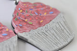 Acrylic Perspex Laser Cut Glitter Cupcake Drop Earrings