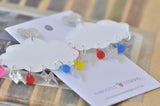 Acrylic Perspex Rainbow Rain and Lightning Cloud Dangle Earrings