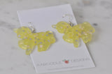 Resin Rainbow Glitter Unicorn Dangle Drop Earrings - Yellow