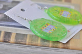 Acrylic Perspex Nostalgic Retro Tamagotchi Drop Earrings - Green